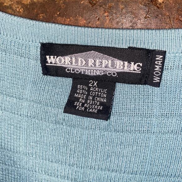 World Republic Clothing Co Bleu Knit Button Down Cardigan Sweater Womens Size 2X - Picture 4 of 5